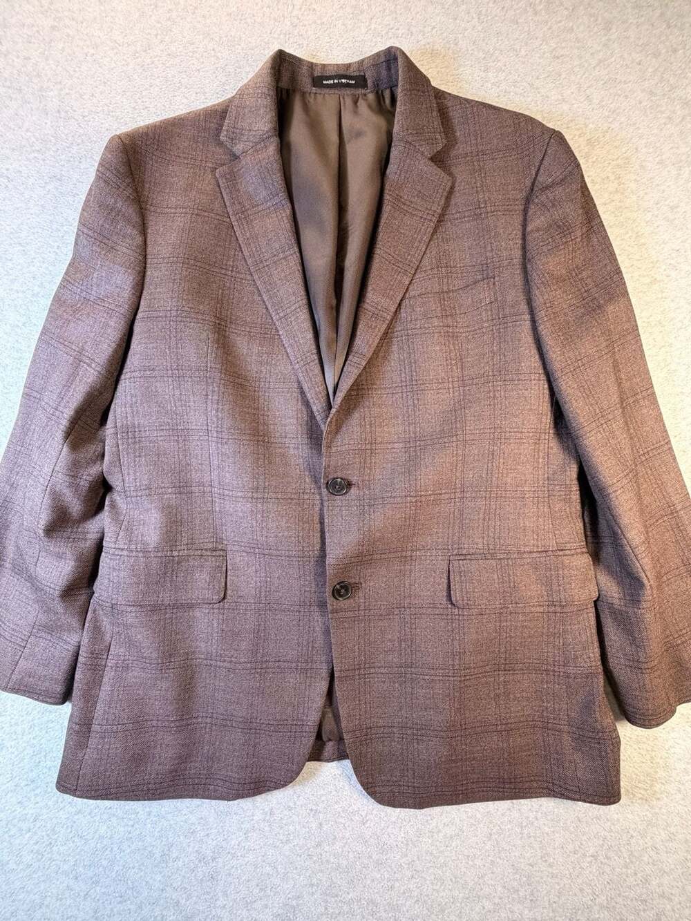 Mens Brown Plaid Sport Coat Blazer Jacket